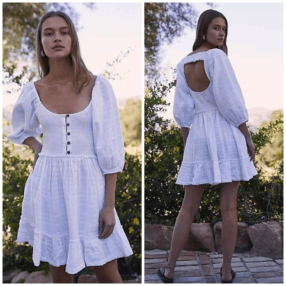Free People Summer Picnic Mini Dress - White
